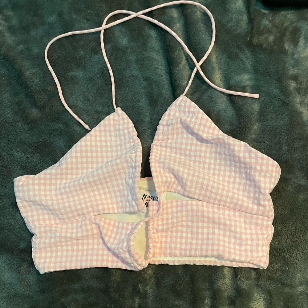 Princess Polly cropped top, pink and white small /6 size!